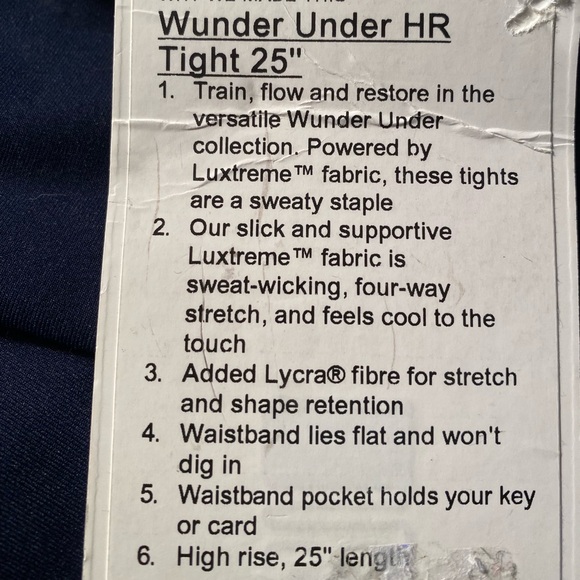 NWT Lululemon Navy 14 Wunder Under HR Tight 25” - Picture 5 of 5